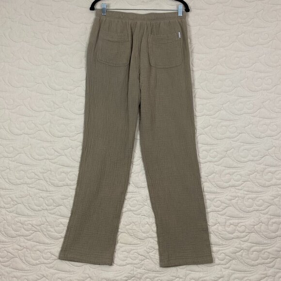 Calvin Klein Crinkle Cotton Pants Pull On Size Medium Straight Leg Relaxed Fit - Picture 3 of 12